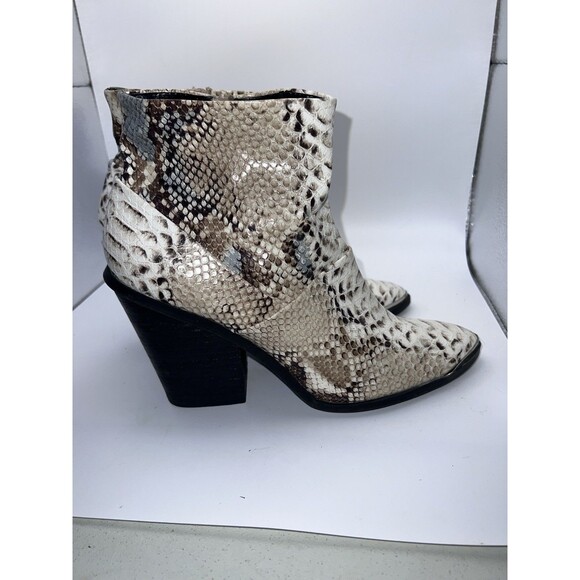 Report Jude Snakeskin Ankle Boots Womens 8.5 Chunky High Heel Booties Shoes - Picture 7 of 12